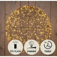 BOULE METAL D35CM 500LED FLASH IP44 INDOOR/OUTDOOR TRAFO TIMER+DIMMER CLASSIC WARM