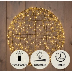 BAL METAAL D35CM 500LED FLASH IP44 INDOOR/OUTDOOR TRAFO TIMER+DIMMER CLASSIC WARM