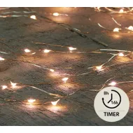 CASCADE FIL ARGENT 160L/8X2M LED BLANC IP44 TIMER 8/16H