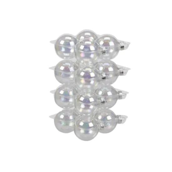 KERSTBOLLEN 80MM CLEAR PEARL 16ST