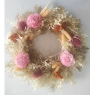 KRANS 30CM MIXED DRIED FLOWERS BLEACHED  