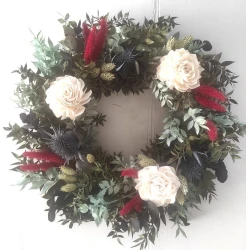 WREATH 30CM MIXED DRIED FLOWERS GREEN    