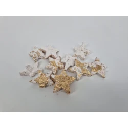COCONUT STARS 5CM WHITE WITH TOUCH OF GOLD 10PCS