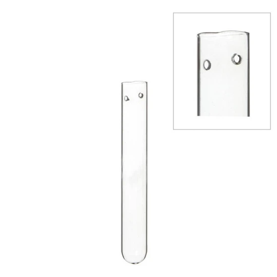 GLAZEN BUISJE (BLOEMFLESJE/PIPET) 1.5X15CM MET GAATJES 12ST