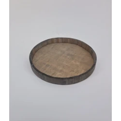 HOUTEN SCHAAL ROND 30X3CM GRIJS