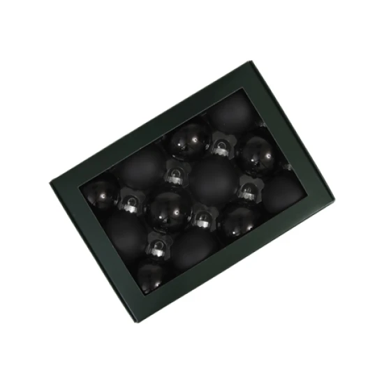 KERSTBOLLEN 57MM BLACK COMBI 12ST