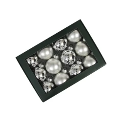KERSTBOLLEN 57MM SILVER COMBI 12ST