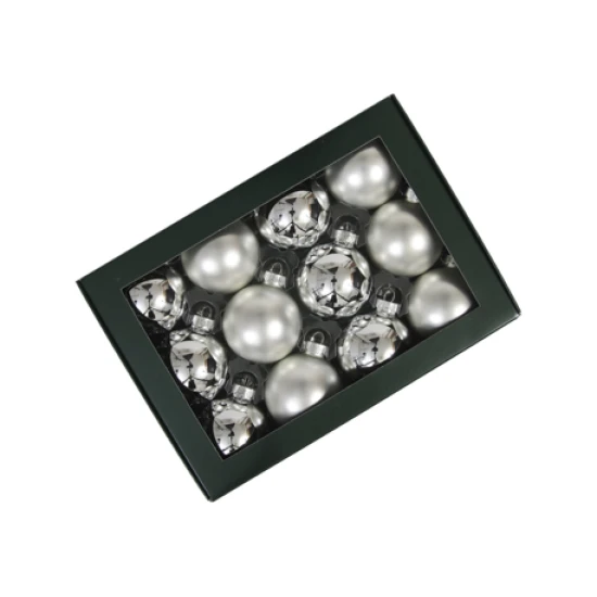 KERSTBOLLEN 57MM SILVER COMBI 12ST
