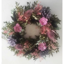 WREATH 30CM MIXED DRIED FLOWERS LILAC    