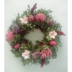 WREATH 30CM MIXED DRIED FLOWERS PINK    