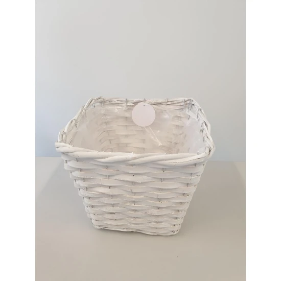 PANIER EN OSIER CARRE BLANC 20X20X20CM