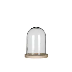BELL JAR ON WOODEN BASE D10/12 H15/16CM