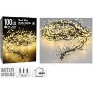 VERLICHTING OP BATTERIJEN (ZONDER BATTERIJ!) INDOOR ZWARTE DRAAD CLUSTERVERLICHTING 100L/1M LED WARM WIT - 50CM AANLOOPSNOER