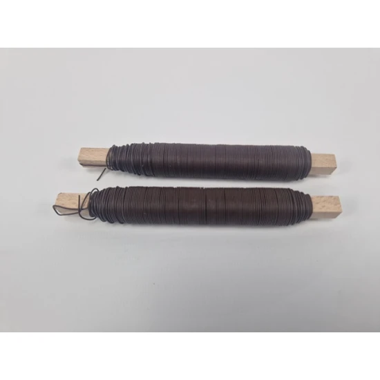 FIL DE FER  LAQUE MARRON SUR BATONNET EN BOIS 0.70MM 33M 100GR 2PCS HOBBY