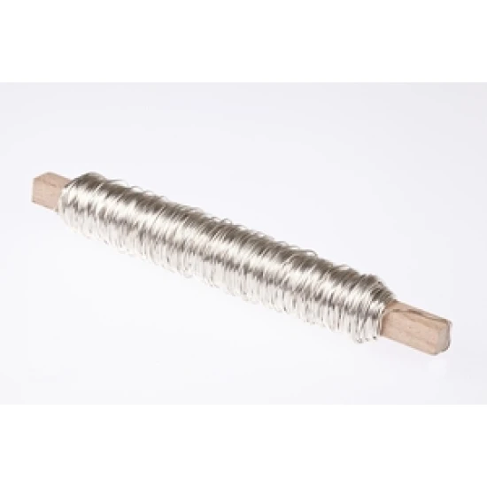 FIL DE FER  ARGENT SUR BATONNET EN BOIS 0.50MM 50M 100GR HOBBY