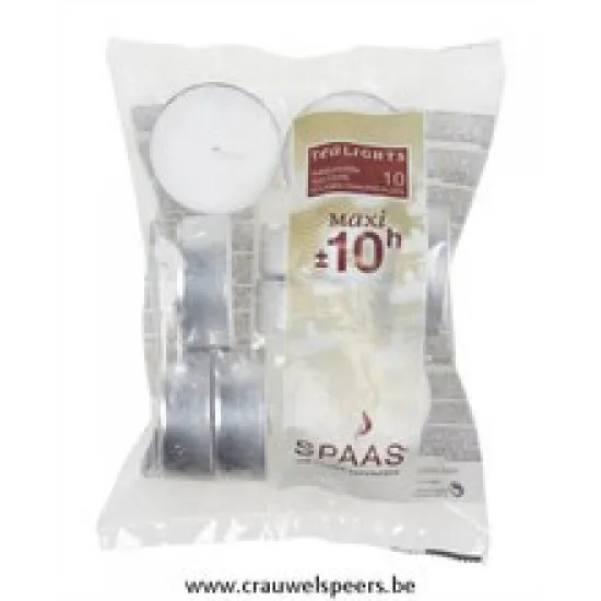 MAXI TEA LIGHTS +/-10HRS 10PCS