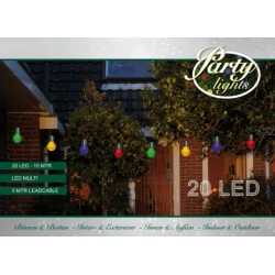PARTYLIGHTS 20ST 5CM LED MULTI 10M +5M KABEL