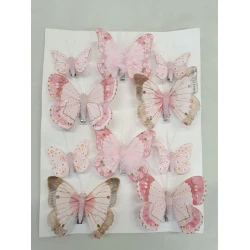 PAPILLONS FANCY PINK 6PCS 8CM + 4PCS 5CM AVEC CLIP