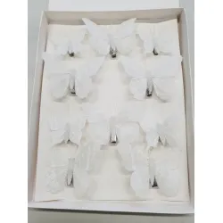 BUTTERFLIES WHITE 6PCS 8CM + 4PCS 5CM WITH CLIP