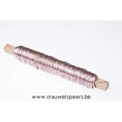 FIL DE FER  ROSE SUR BATONNET EN BOIS 0.50MM 50M 100GR