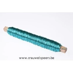 FIL DE FER  TURQUOISE SUR BATONNET EN BOIS 0.50MM 50M 100GR