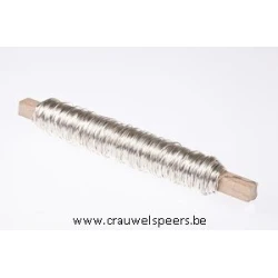 FIL DE FER  ARGENT SUR BATONNET EN BOIS 0.50MM 50M 100GR
