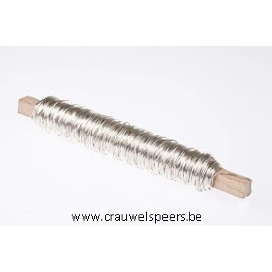 FIL DE FER  ARGENT SUR BATONNET EN BOIS 0.50MM 50M 100GR